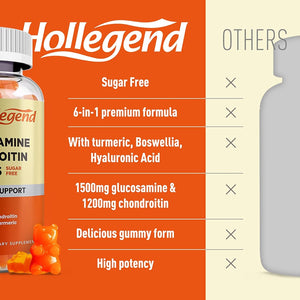 Glucosamine Chondroitin Gummies Sugar Free, Joint Support Gummies Supplements, 1500Mg Glucosamine Chewables with MSM Turmeric, 120 Count