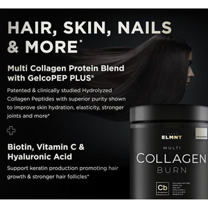 ELMNT Super Collagen Powder for Women Weight Loss + Beauty W. Probiotics, Hyaluronic Acid, ACV, KSM-66, Biotin (Unflavored)