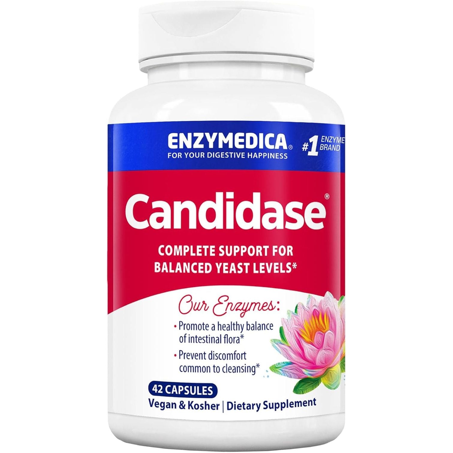Enzymedica, Candidase, Digestive Enzymes for Gentle Cleansing Support, Gut Health & Digestion, 42 Count