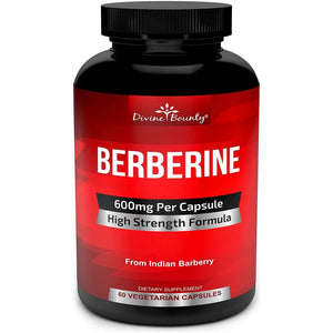 Divine Bounty Pure Berberine Complex - 600Mg per Capsule Berberine Hcl Supplement - 60 Vegetarian Capsules