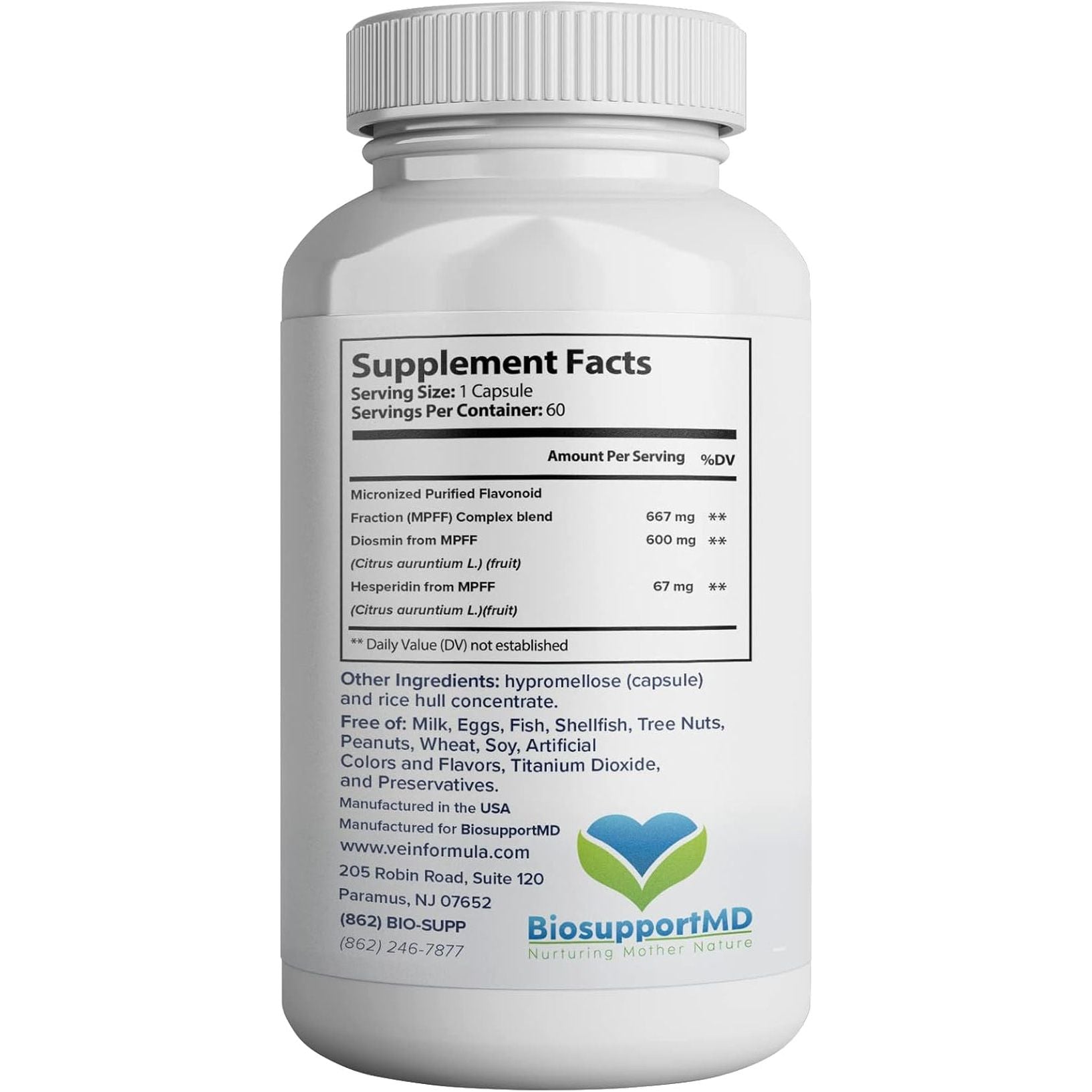 Vein Formula - 60 Capsules Micronized MPFF, Supports Normal Venous Function