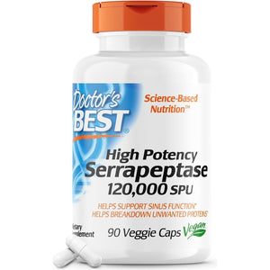 Doctor'S Best High Potency Serrapeptase, Supports Healthy Sinuses and a Healthy Immune System,120,000 SPU, 90 Count