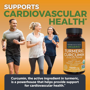 Organic Turmeric Supplement 1500 Mg - Turmeric Pills for Joint Support and Cellular Defense