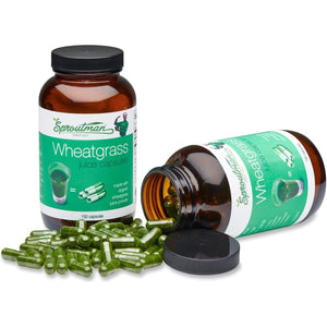 Organic Wheatgrass Juice Powder Capsules by Sproutman - Aids Digestion - (150 Pills)