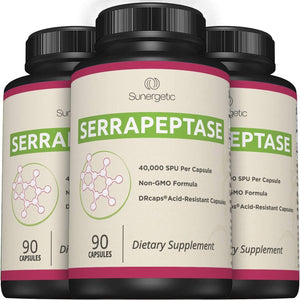 Premium Serrapeptase Enzyme Supplement – Helps Support Sinus Health – Powerful Serrapeptase Enzymes Formula – 40,000 SU- 90 Capsules