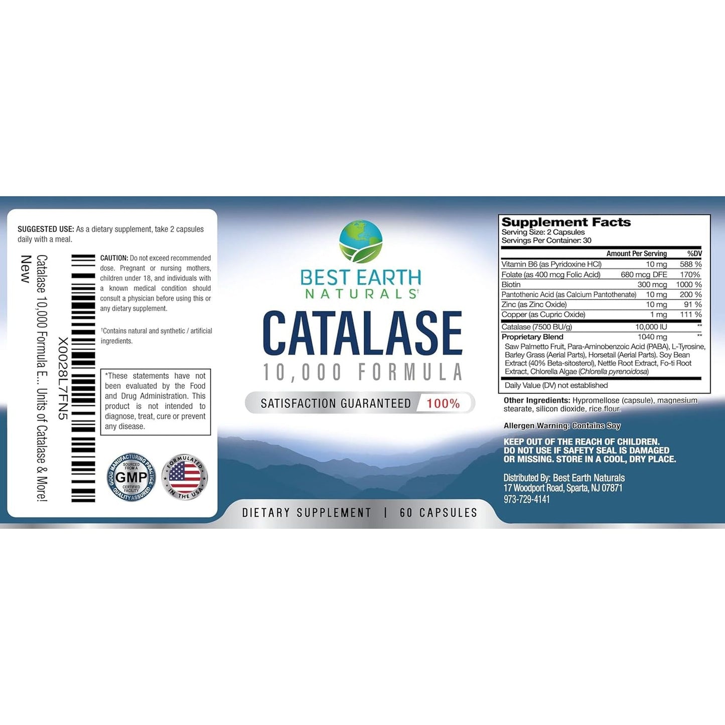 Best Earth Naturals Catalase Supplement 10,000 - Hair Supplements for Strong Hair - 60 Capsules