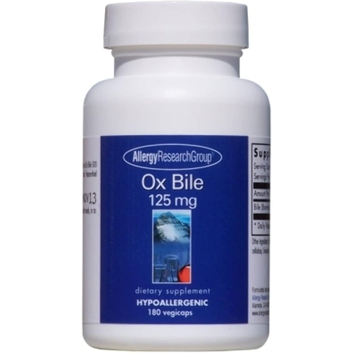 Allergy Research Group Ox Bile 125 Mg for Gallbladder, Digestive Enzymes 180 Vegicaps