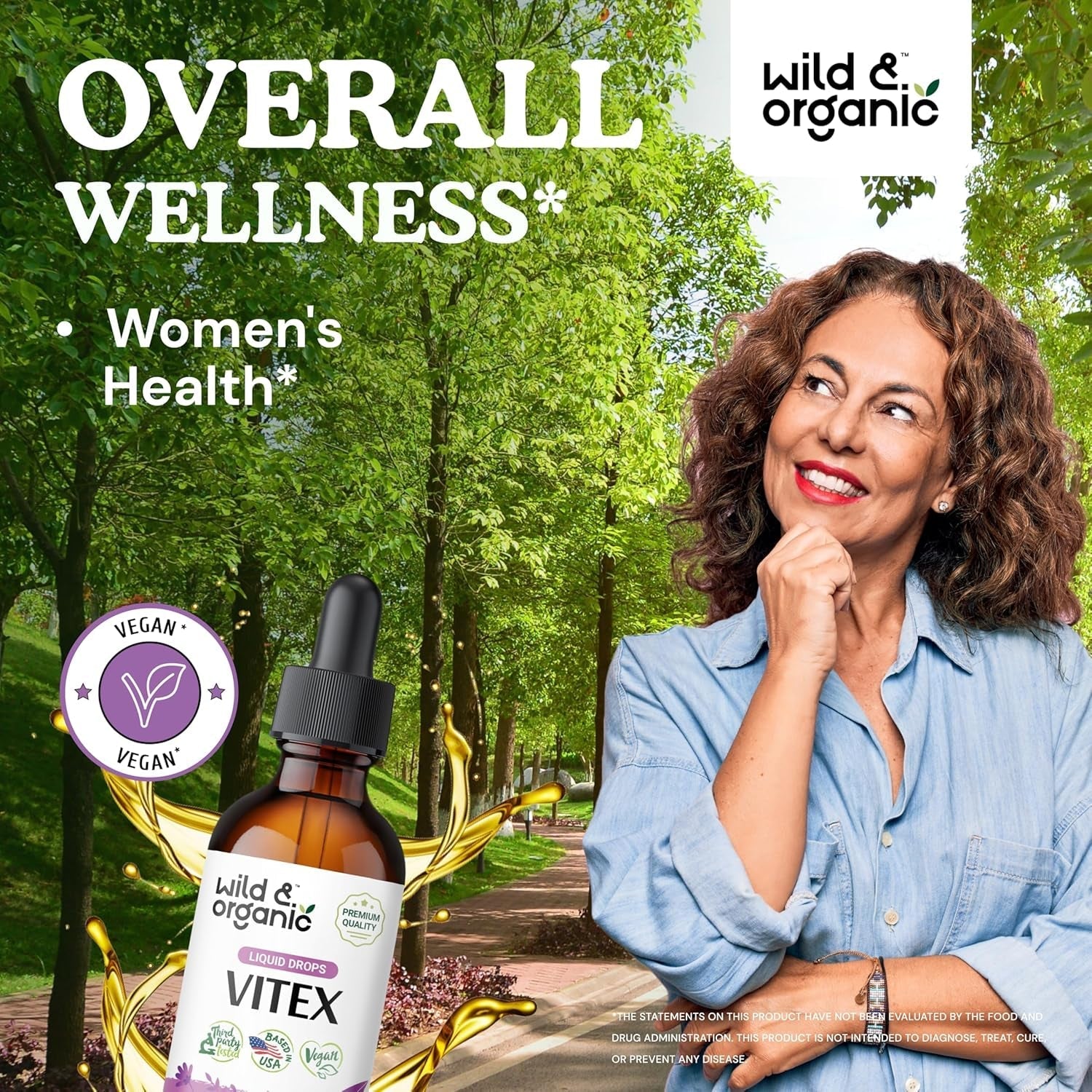 Wild & Organic Vitex Tincture - Liquid Chaste Tree Supplement for Mood Support - 2 Fl Oz