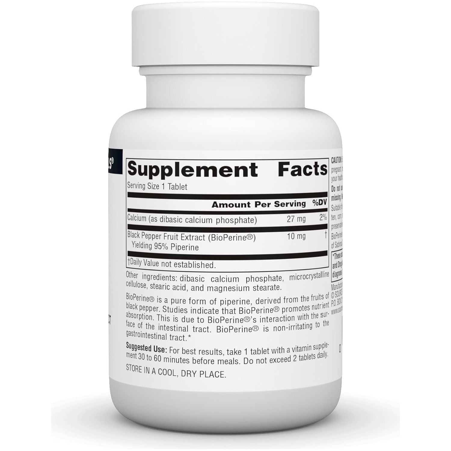 Source Naturals Bioperine - Black Pepper Fruit Extract, Promotes Nutrient Absorption* 10 Mg, 120 Tablets