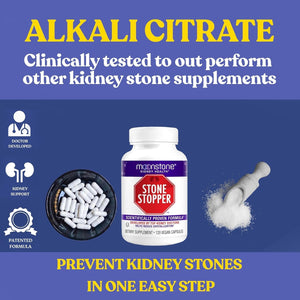 Stone Stopper Capsules, Kidney Stone Prevention, Calcium Oxalate Protector, Alkali Citrate Support Supplement (120 Count)