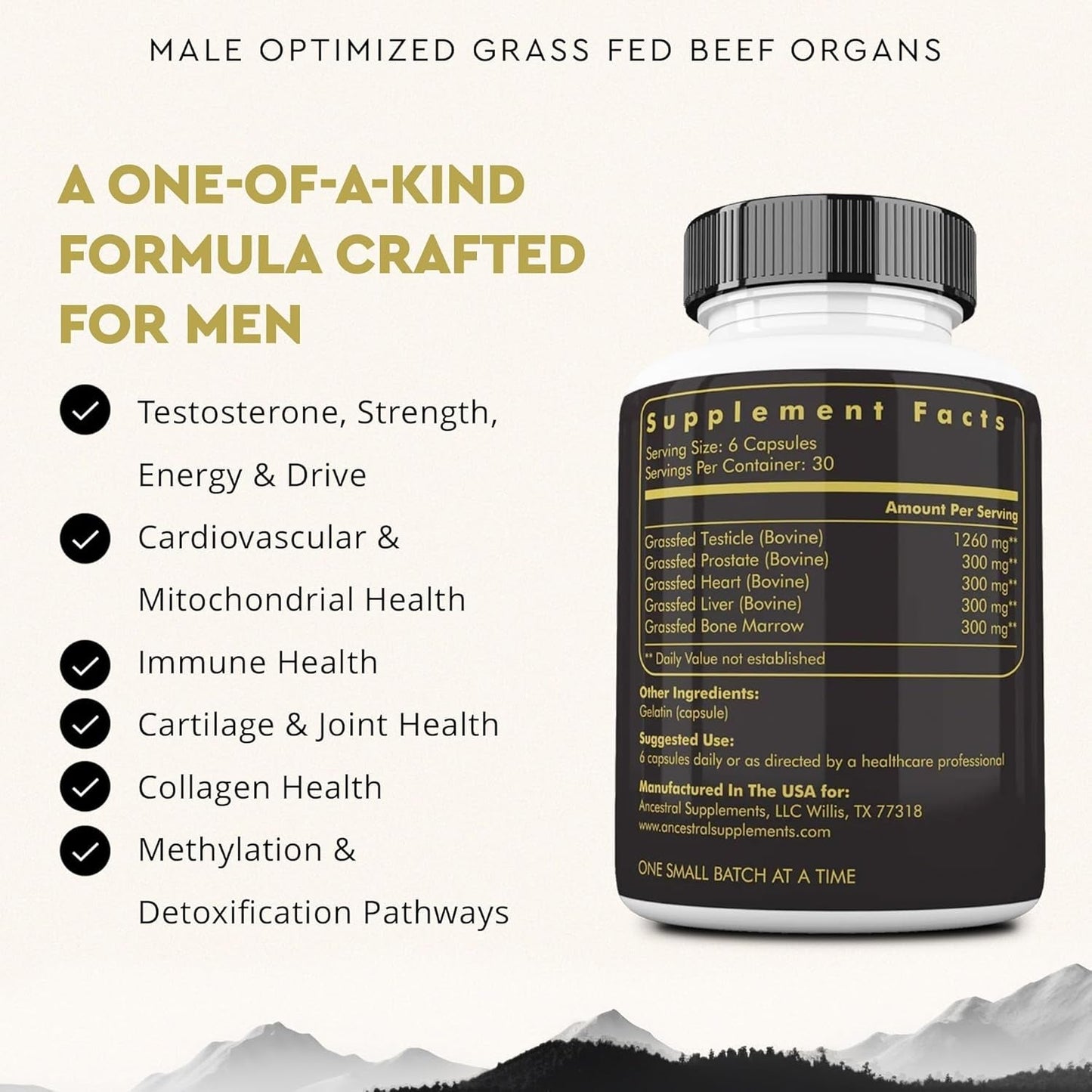 Ancestral Supplements Mofo, Supplements for Men, Support for Test and Energy Levels and Overall Men'S Health and Wellness 180 Capsules
