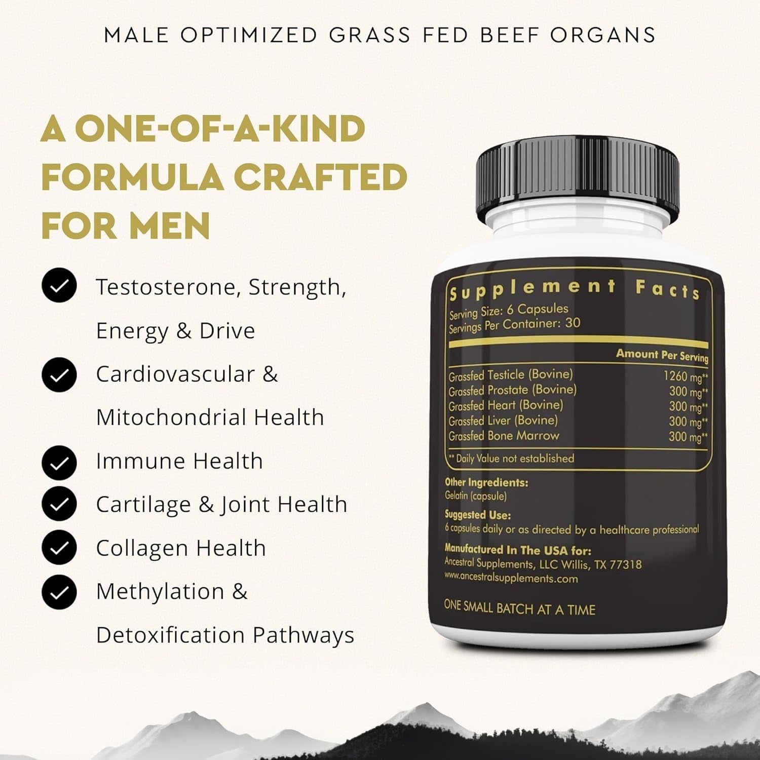 Ancestral Supplements Mofo, Supplements for Men, Support for Test and Energy Levels and Overall Men'S Health and Wellness 180 Capsules