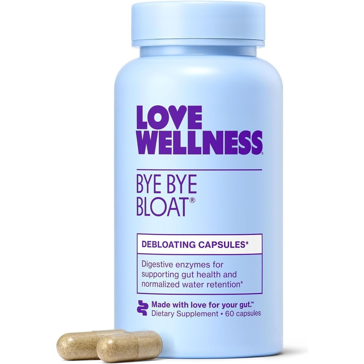 Love Wellness Bye Bye Bloat | Digestive Enzymes for Fast Acting Bloating Relief for Women (60 Count)