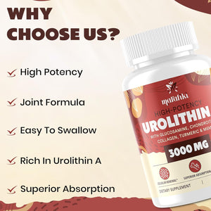 Marafiki Urolithin a Supplement 2000Mg with Glucosamine, Chondroitin, Collagen & Turmeric - 120 Capsules
