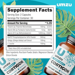 UMZU CORTIGON Cortisol Manager Supplement | Memory, Focus & Mood Aid (30 Day Supply)