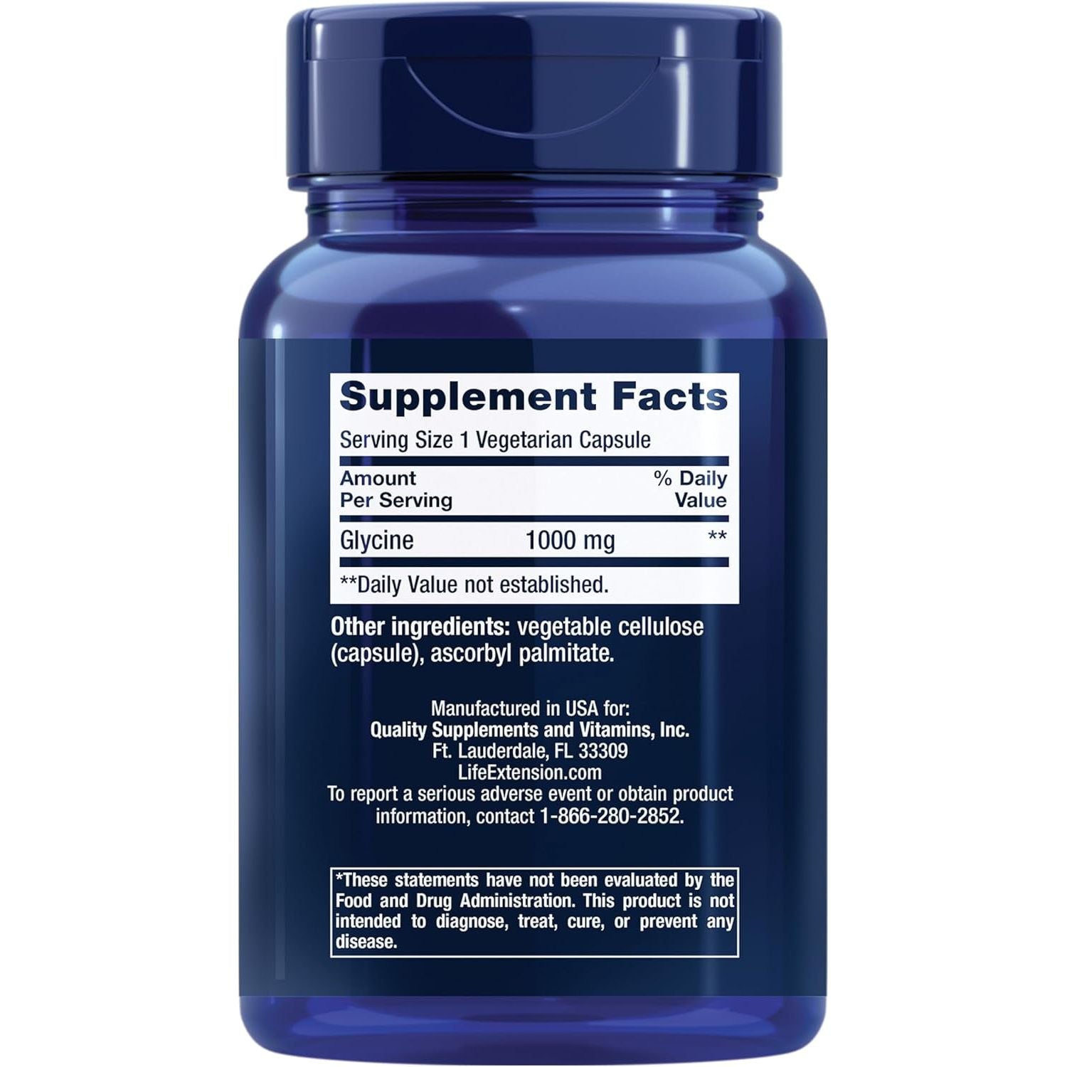 Life Extension Glycine, 1000 Mg, Amino Acid That Promotes Healthy Sleep, 100 Capsules