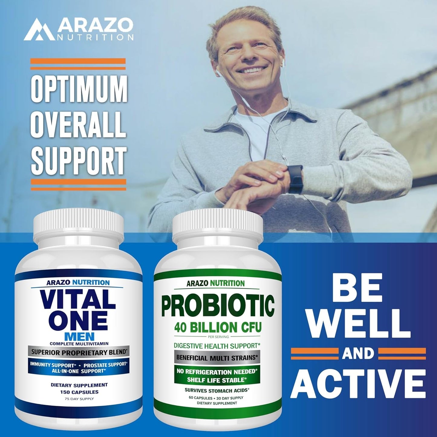 Arazo Nutrition Vital One Multivitamin for Men – Daily Wholefood Supplement - 150 Vegan