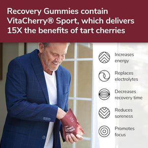 Recovery Gummies - Tart Cherry Gummies for Muscle Recovery with Antioxidants & Electrolytes Combats Soreness, Boosts Energy