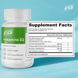 FIQ - Histamine IQ - Diamine Oxidase Supplement - Histamine & Immune Support - 60 Capsules