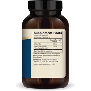 Dr. Mercola Betaine HCL and Pepsin, 650Mg Betaine HCL - Supports Healthy Digestion 90 Capsules