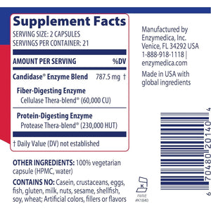 Enzymedica, Candidase, Digestive Enzymes for Gentle Cleansing Support, Gut Health & Digestion, 42 Count