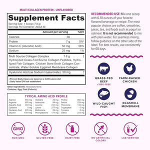 Multi Collagen Peptides Powder for Beautiful Hair Skin and Nails 30 Servings