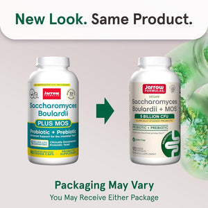 Jarrow Formulas Saccharomyces Boulardii Probiotics + MOS 5 Billion CFU Probiotic Yeast for Intestinal Health Support, 90 Capsules