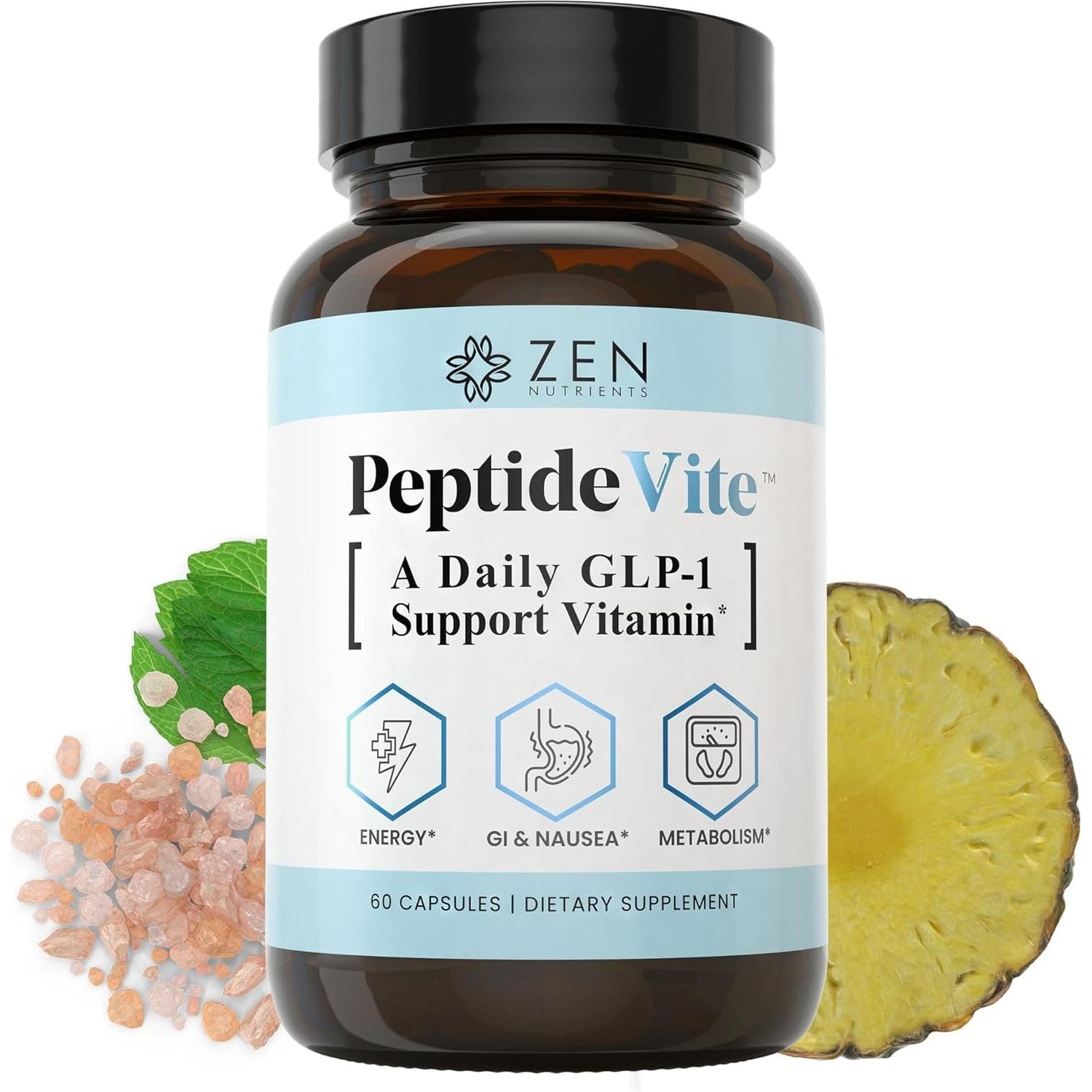 Zen Nutrients Peptidevite GLP-1 Support Vitamin for Gut Health with Probiotics (60 Capsules)