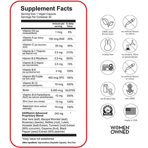 Hairtamin Advanced Hair & Scalp Serum Pack | All-Natural Vegan Biotin Capsules & Serum Sample for Hair, Skin & Nail Growth