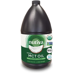 Nutiva Organic MCT Oil, 1 Gallon, Unflavored for Coffee, 14G of C8 & C10 per Serving
