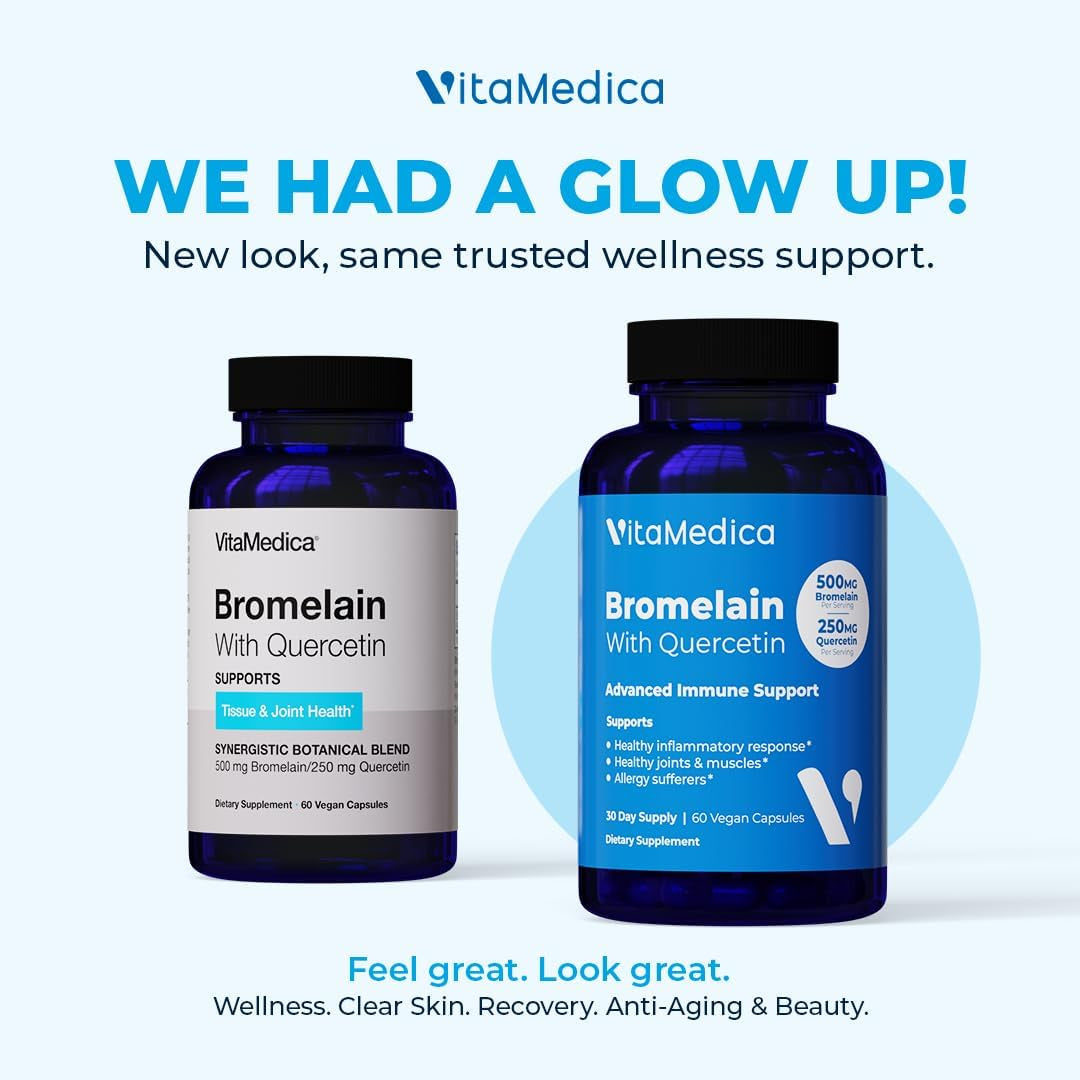 Vitamedica Bromelain & Quercetin Supplement for Immunity, Joint Support, Inflammation and Muscle Recovery 30 Servings