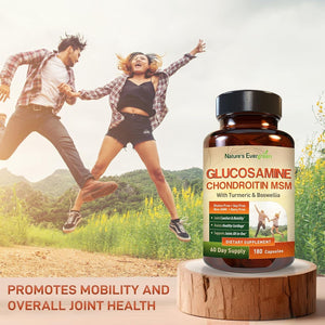 Glucosamine Chondroitin MSM with Turmeric & Boswellia Supplement | Joint Support Supplement Glucosamine Sulfate 1500Mg | 180 Capsules