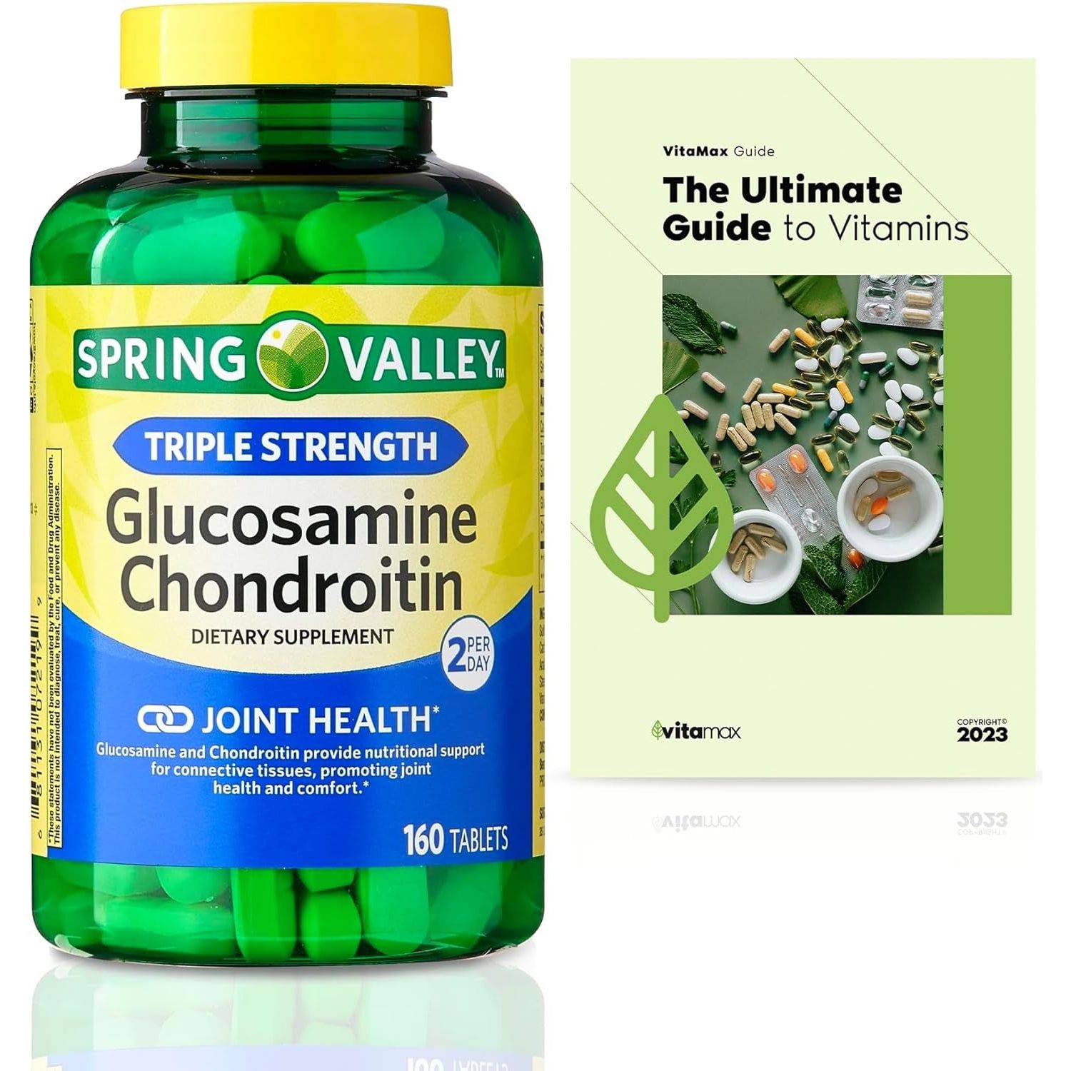 Spring Valley Triple Strength Glucosamine Chondroitin Joint Health Dietary Supplement Tablets, 160 Count