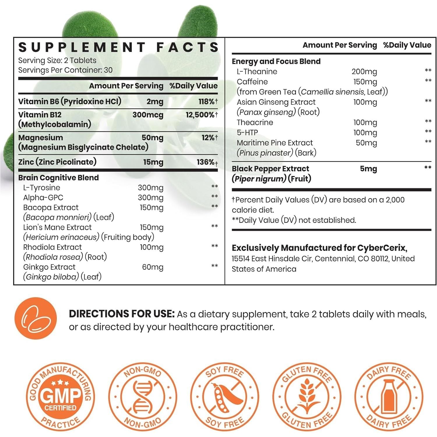 17-In-1 Brain Supplement for Memory and Focus - Nootropic Brain Supplement for Concentration, Clarity, Energy & Focus - 60 Tablets