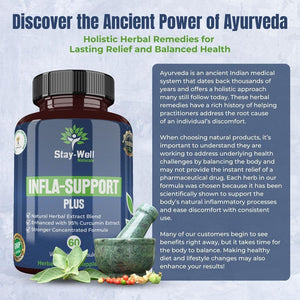 Infla-Support Plus- 750Mg Herbal Supplement Blend with Curcumin and Ashwagadha Extract & More 60 Count