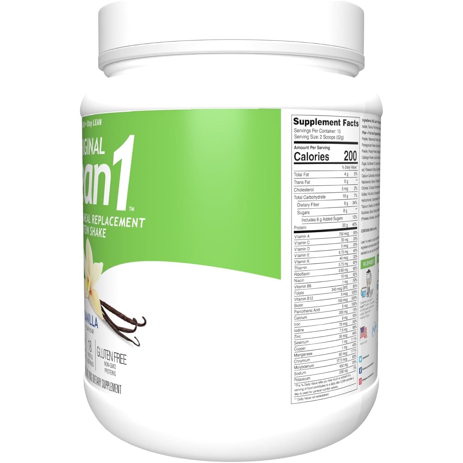 Original Lean1, Meal Replacement Shake, Vanilla Flavor