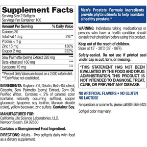 Nature'S Wonder Men'S Prostate Formula with Saw Palmetto, Beta-Sitosterol & Lycopene, 200 Softgels