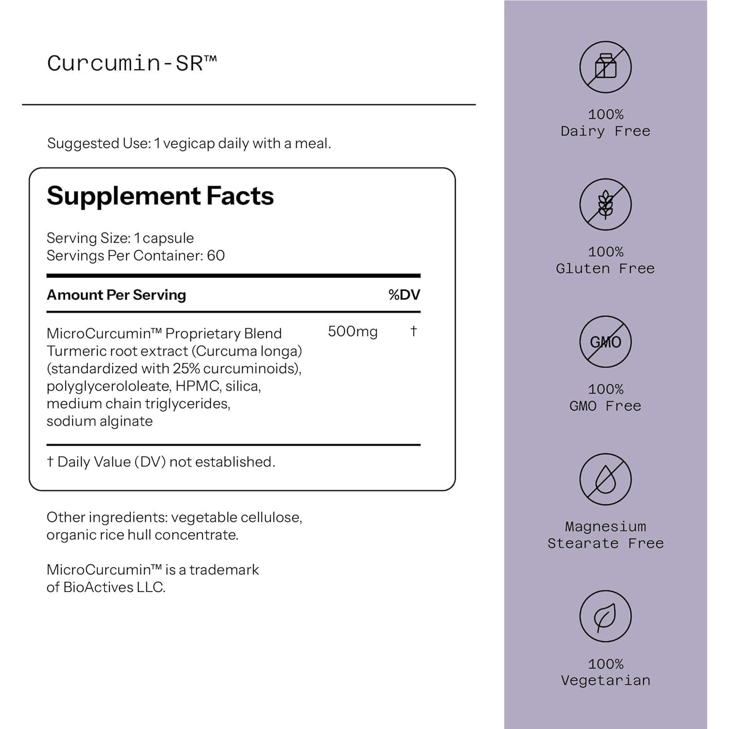 Quality of Life - Healthy Aging - Inflammation Support - Curcumin-Sr - 60 Vegicaps