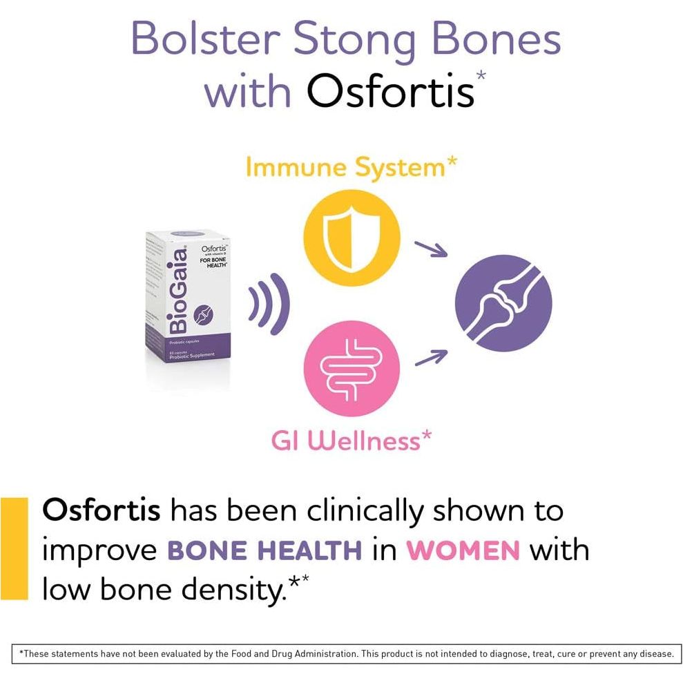 Biogaia Osfortis, Women’S Probiotic for Strong Bones, Immune Balance & GI Wellness, Contains L. Reuteri 6475, 60 Capsules