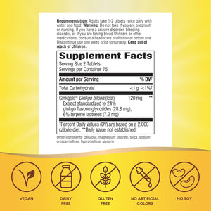 Nature'S Way Ginkgold Advanced Ginkgo Extract, Supports Memory, Focus & Cognitive Function* 150 Tablets
