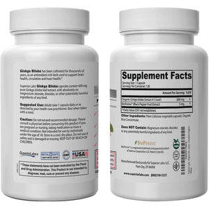 Superior Labs - Ginkgo Biloba - Supports Brain and Heart Health 1200Mg, 120 Vegetable Capsules