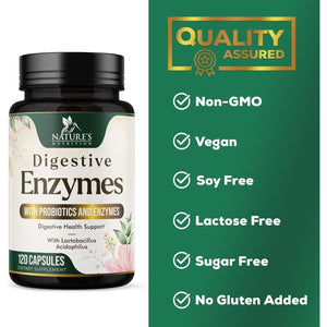 Digestive Enzymes with Probiotics - Probiotic Multi Enzymes for Digestive Health and Bloating Relief 120 Capsules