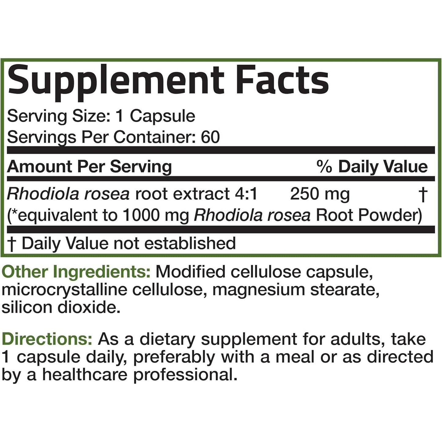 Bronson Rhodiola Rosea Vegetarian Capsules - Adaptogenic Herb - Brain, Stress & Mood Support, 60 Count