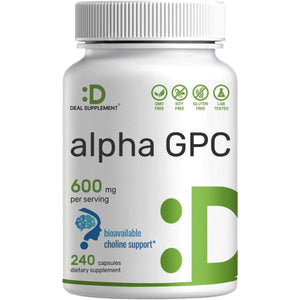 DEAL SUPPLEMENT Alpha GPC 600Mg,240 Capsules – Nootropic Brain Health Supplements for Memory and Focus - Suppviv