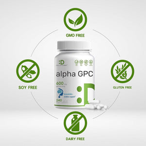 DEAL SUPPLEMENT Alpha GPC 600Mg,240 Capsules – Nootropic Brain Health Supplements for Memory and Focus - Suppviv
