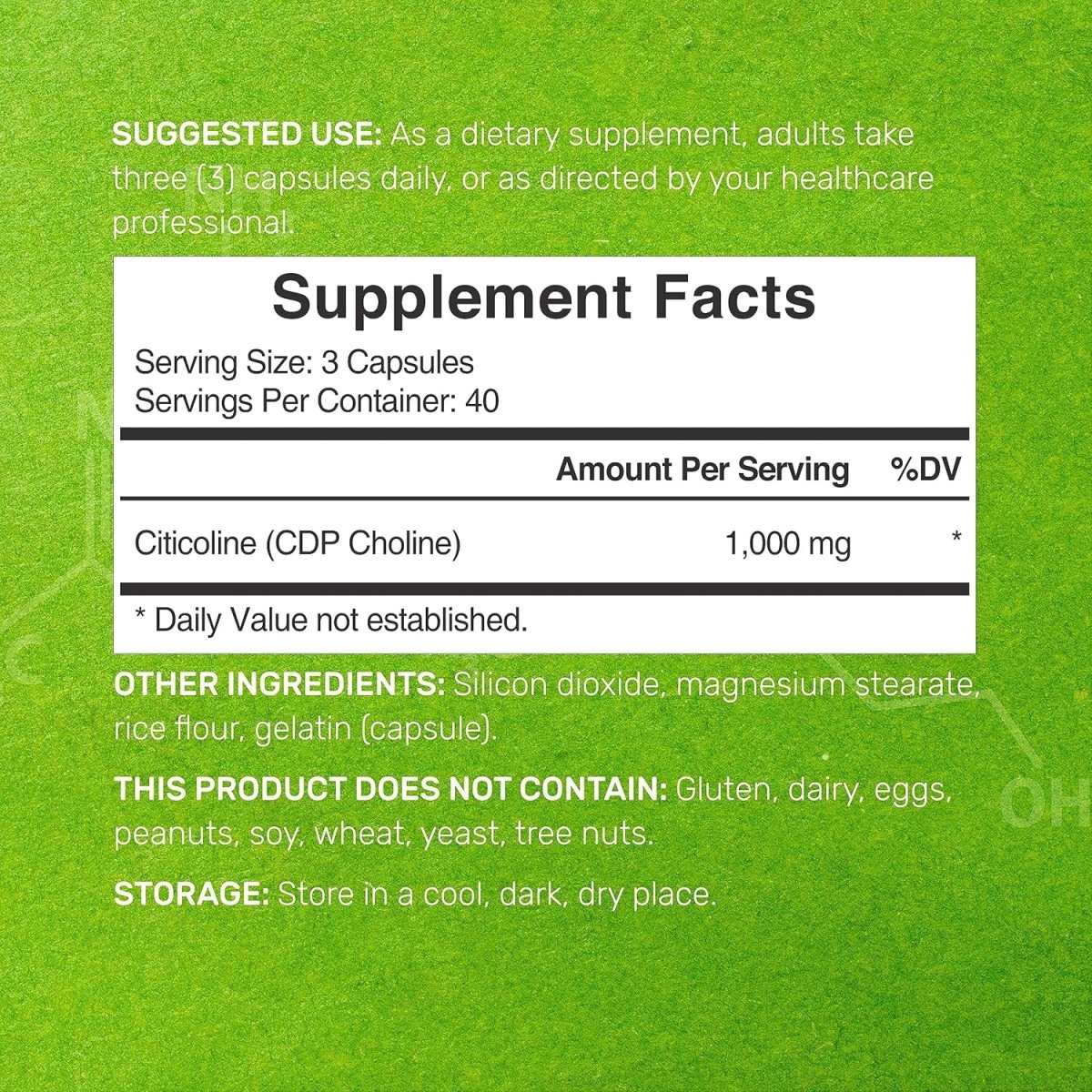 DEAL SUPPLEMENT Citicoline CDP Choline, 1,000Mg per Serving, 120 Capsules - Suppviv