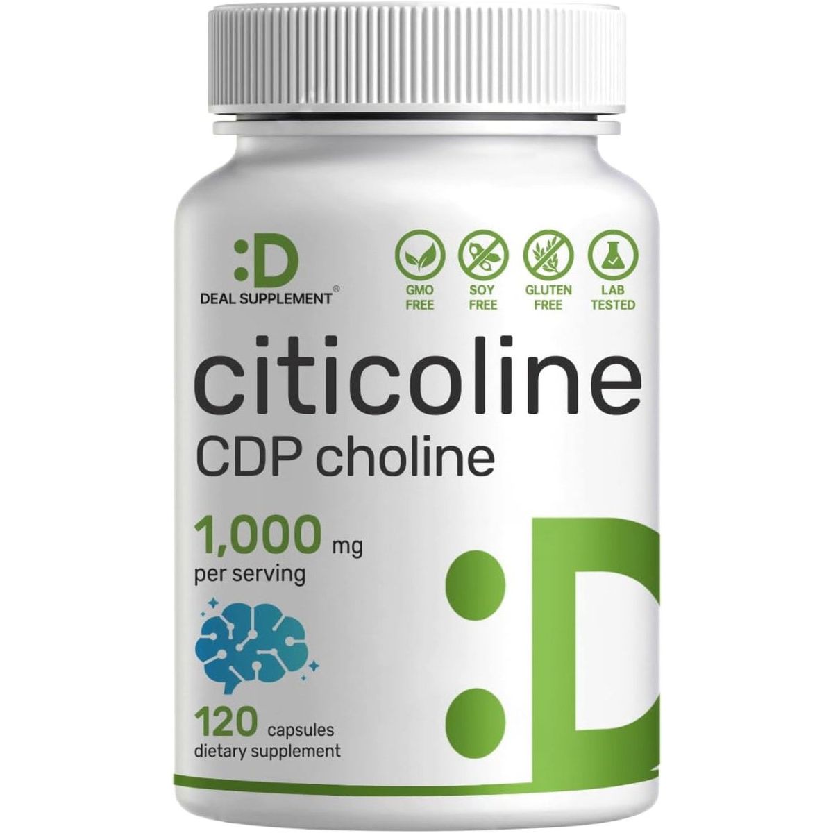 DEAL SUPPLEMENT Citicoline CDP Choline, 1,000Mg per Serving, 120 Capsules - Suppviv