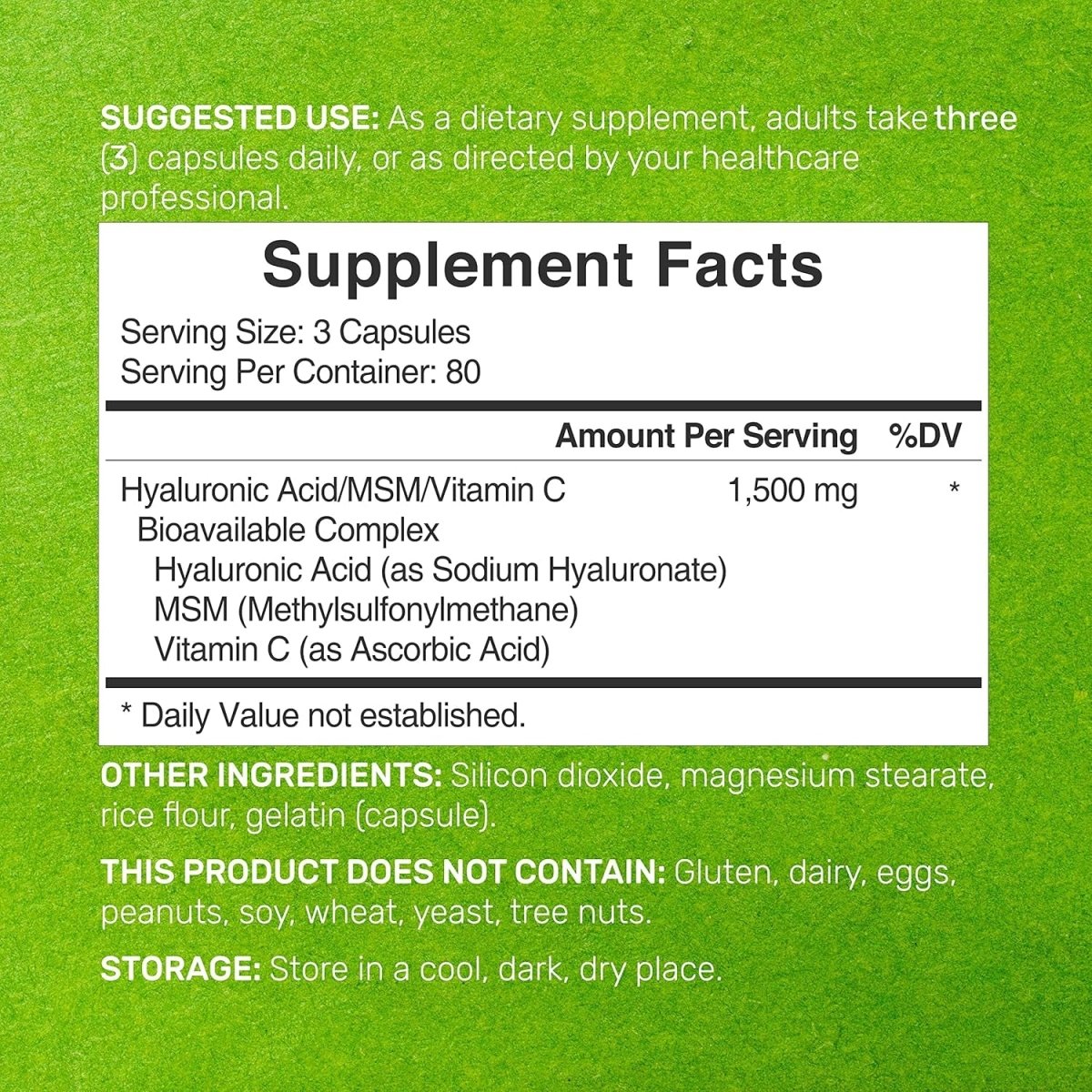 Deal Supplement Hyaluronic Acid Supplements 1,500Mg – 240 Capsules - Suppviv