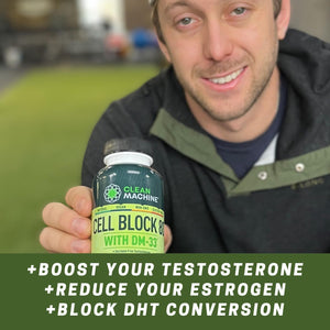 CLEAN MACHINE Cell Block 80 - Natural Vegan Testosterone Support Supplement, Estrogen, DHT & Cortisol Blocker 60 Caps