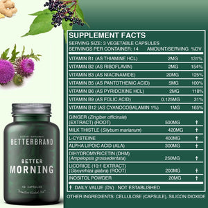 Betterbrand Bettermorning All-Natural Ingredients with DHM - Supports Liver Aid (42 Capsules)